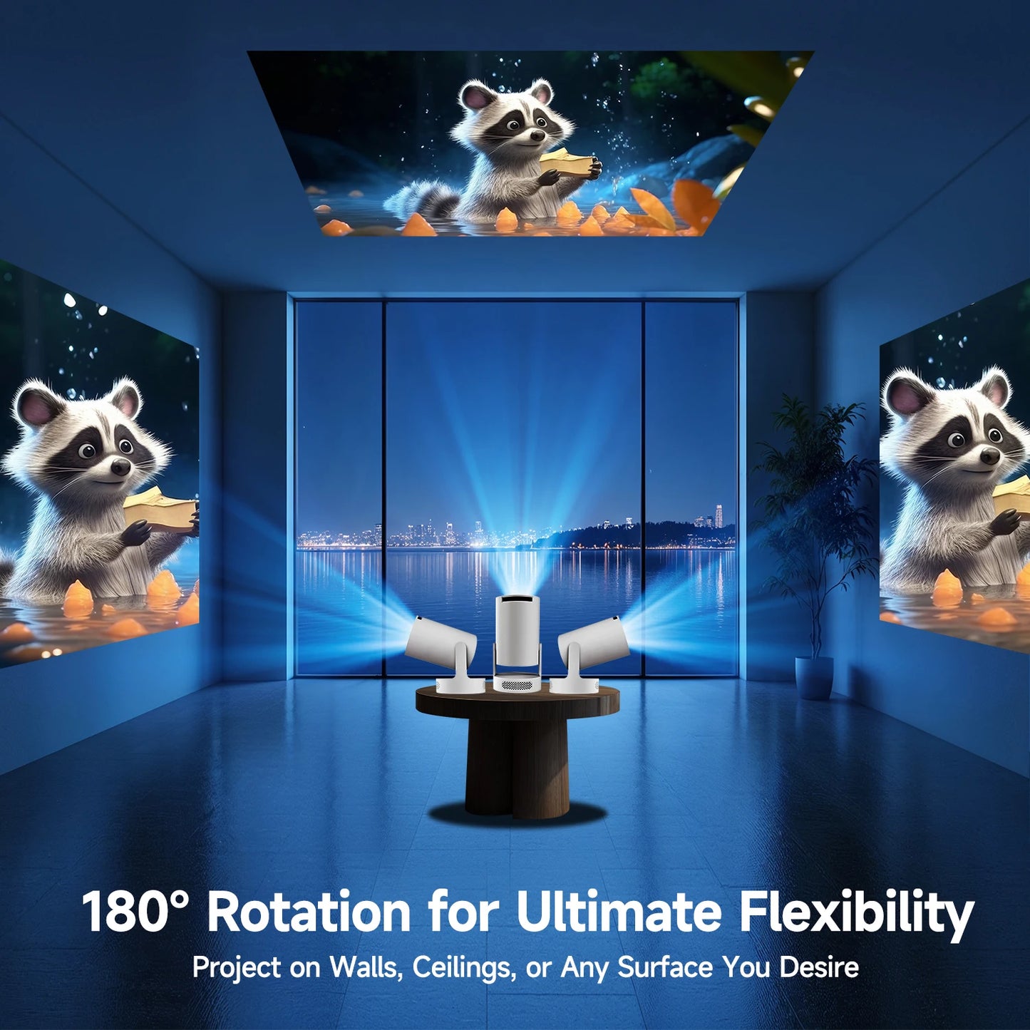 Gadgit Co™ – Smart Mini Portable Projector (Android 14 | WiFi | 180° Rotation)