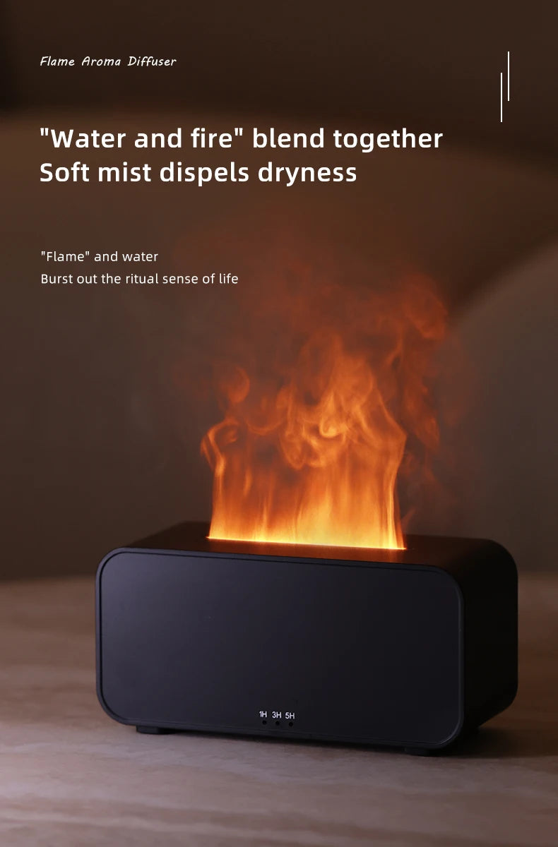Gadgit Co 3D Flame Aroma Diffuser & Humidifier | 120ml, 7-Colour Flame, Timer