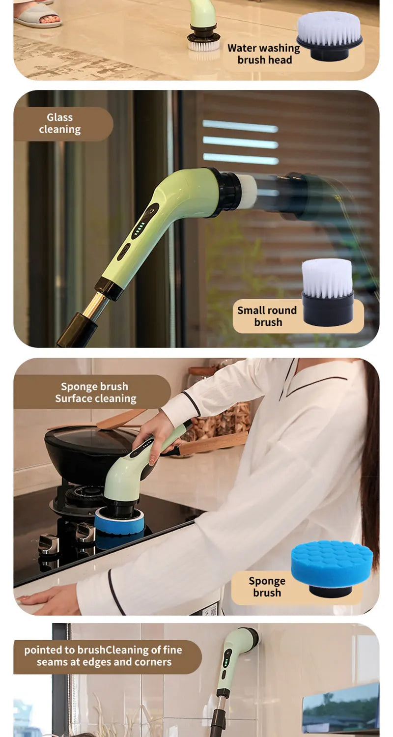 Gadgit Co™ – Electric Spin Scrubber with Extendable Handle & LED Display