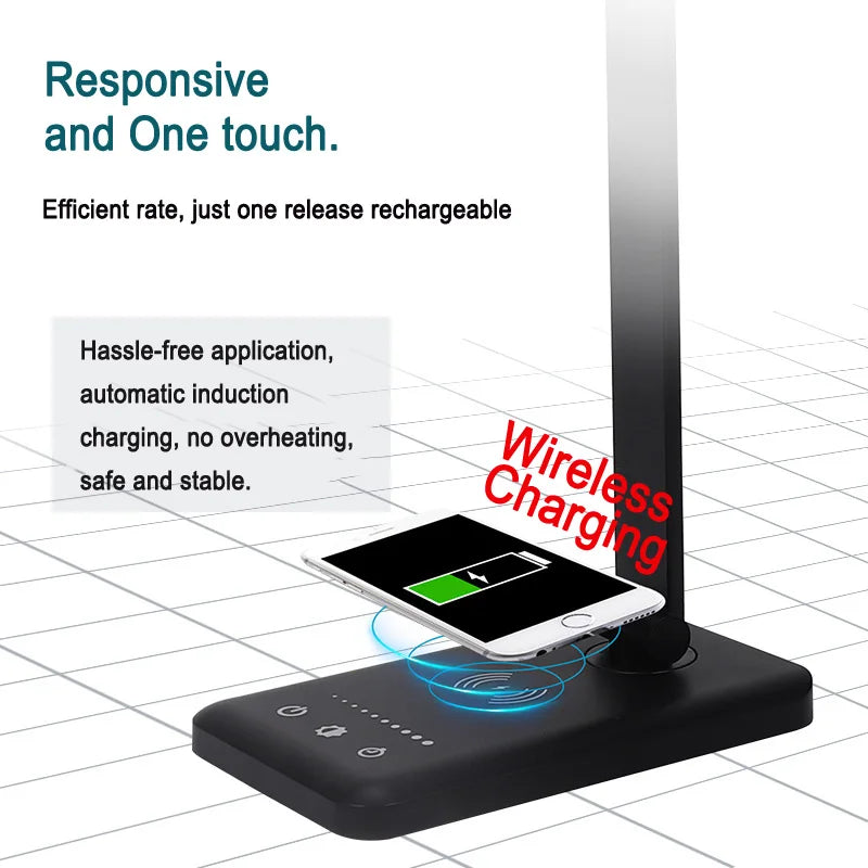Gadgit Co™ Folding LED Desk Lamp | Wireless Charging, 3 Colour Temps, Timer
