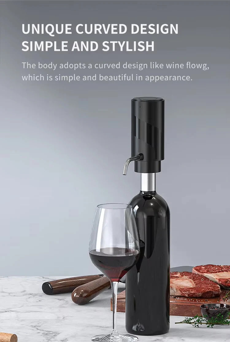 Gadgit Co Electric Wine Aerator & Dispenser | Type-C Rechargeable, Stainless Steel