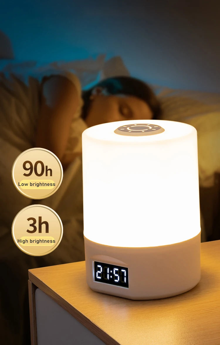 Gadgit Co™ LED Touch Desk Lamp | Clock, 3 Colour Temps, USB Rechargeable
