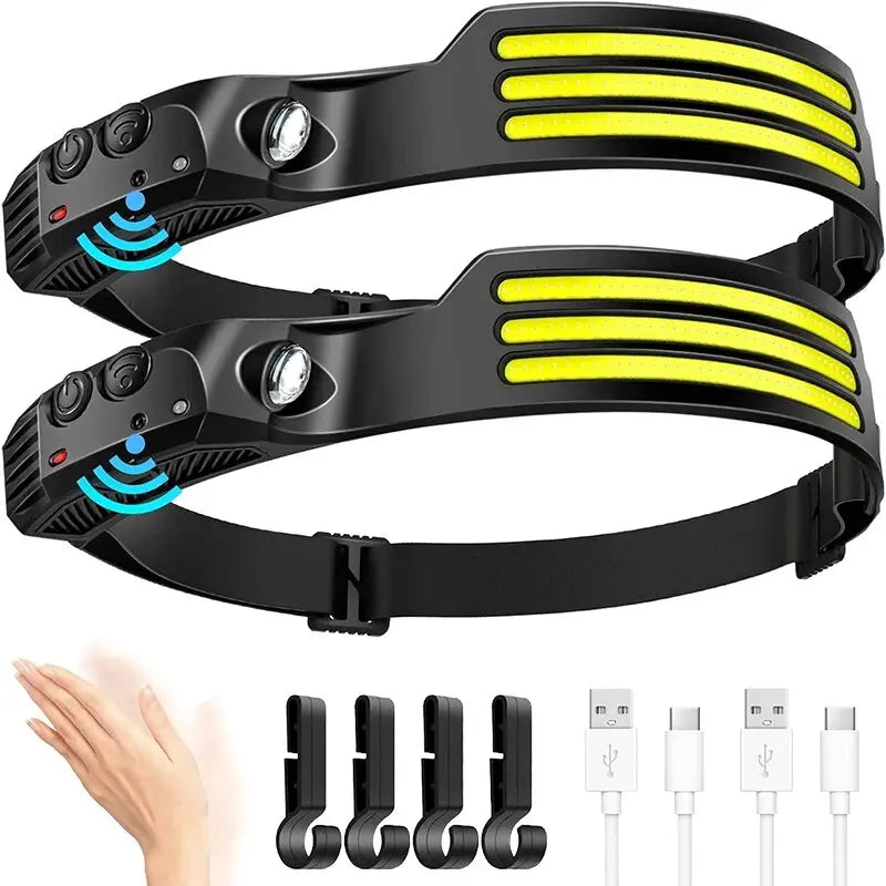 Gadgit Co Wide-Beam COB LED Headlamp | 450 Lumens, 230°, Gesture Sensor, IPX4, Type-C