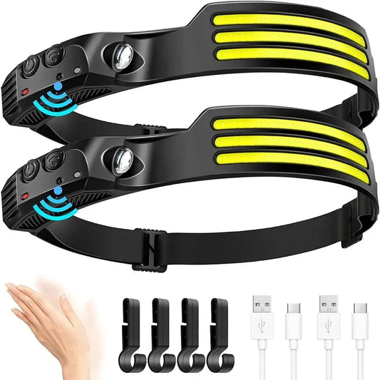 Gadgit Co Wide-Beam COB LED Headlamp | 450 Lumens, 230°, Gesture Sensor, IPX4, Type-C