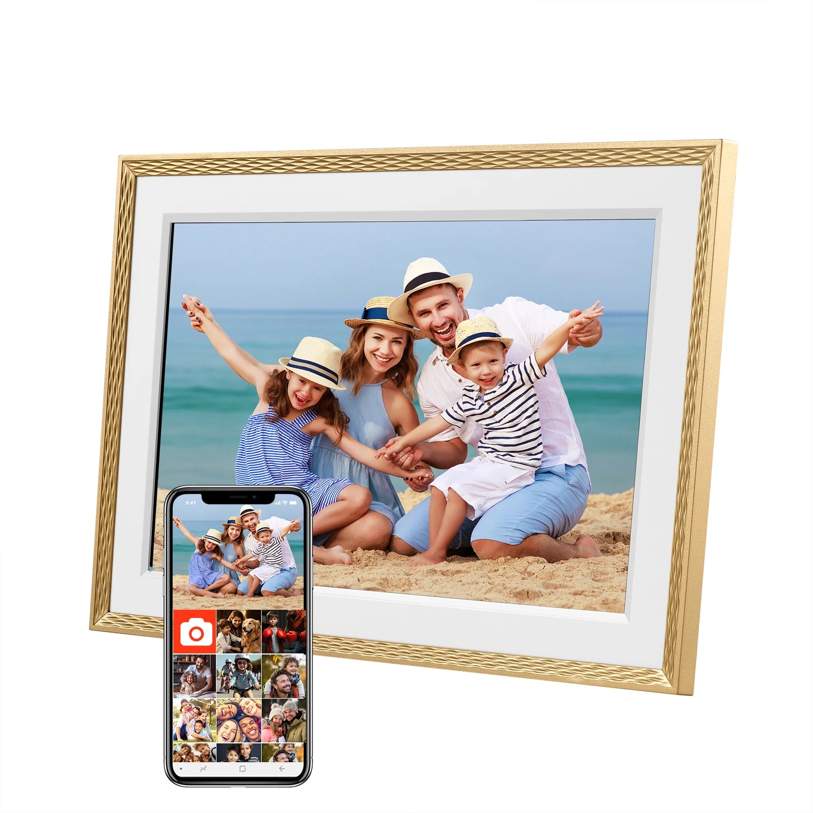 Frameo 10.1 Inch WiFi Digital Picture Frame，1280 * 800IPS HD Cloud Smart Digital Photo Frame,32GB Storage,