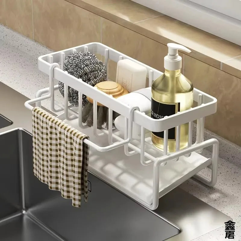Gadgit Co Tap-Mounted Spice Shelf & Sink Organizer | No Drilling, Drainage Rack