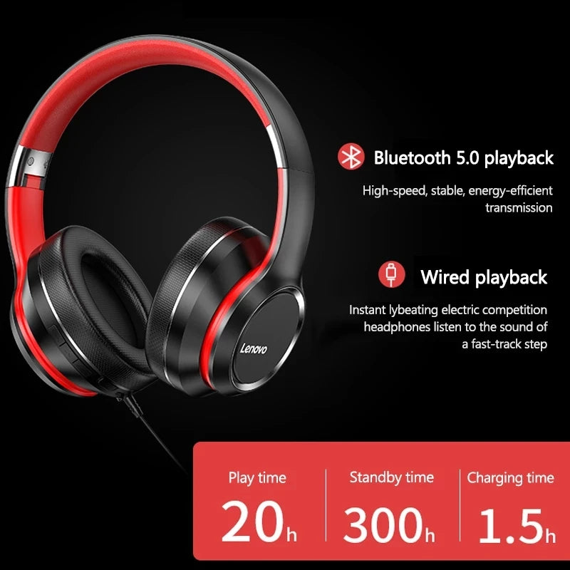 Lenovo HD200 – Wireless Foldable Over-Ear Headphones