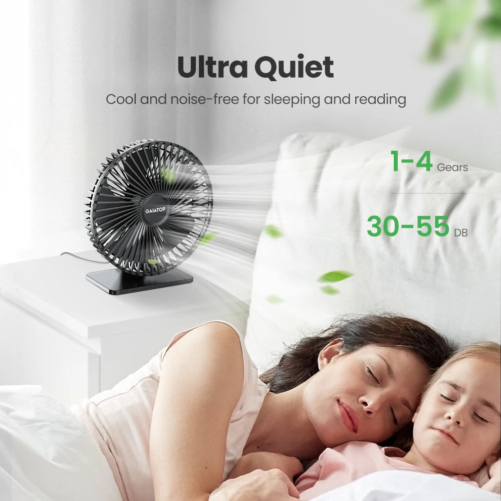 Gadgit Co™ USB Desk Fan | 4-Speed, 90° Tilt, Oscillating, Ultra-Quiet