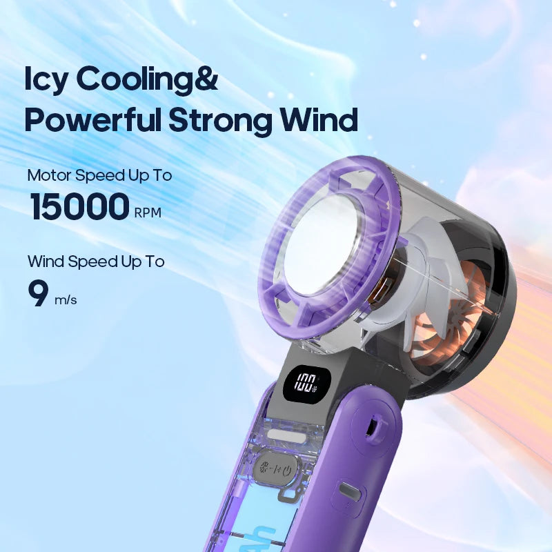 Gadgit Co™ Handheld Fan | Ice-Cool Technology, 100-Speed, 3600mAh, USB Rechargeable