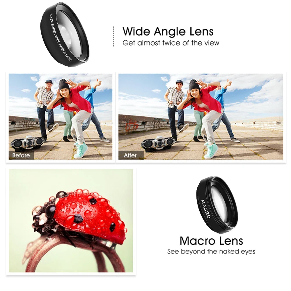 Gadgit Co™ – 2-in-1 Wide Angle & Macro Phone Lens (0.45X + 12.5X)