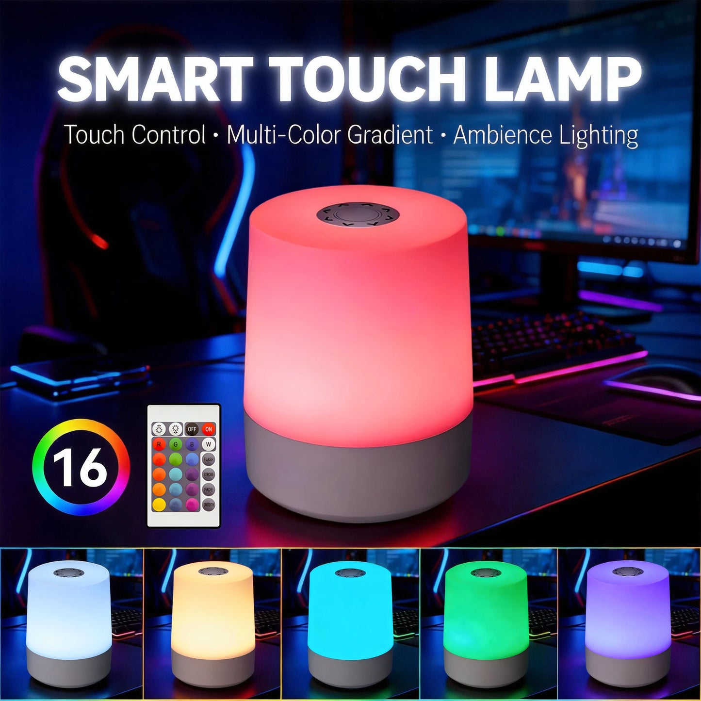 Gadgit Co ™ LED Night Light | RGB & 3CCT, Touch & Remote, USB Rechargeable