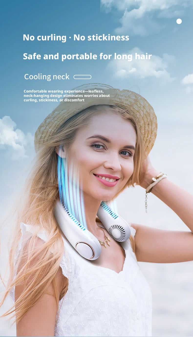 Gadgit Co Portable Bladeless Neck Fan | 5-Speed, USB Rechargeable, Hands-Free Cooling