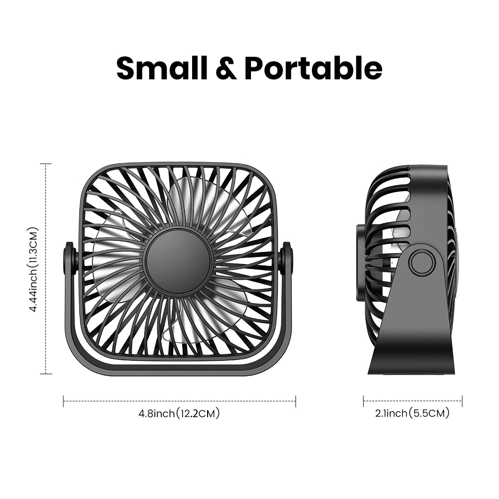 TOPK 4Inch USB Mini Portable Fan 3 Speeds Quiet Desk Table Personal Fan,360°Adjustment Standing Fans for Room Home