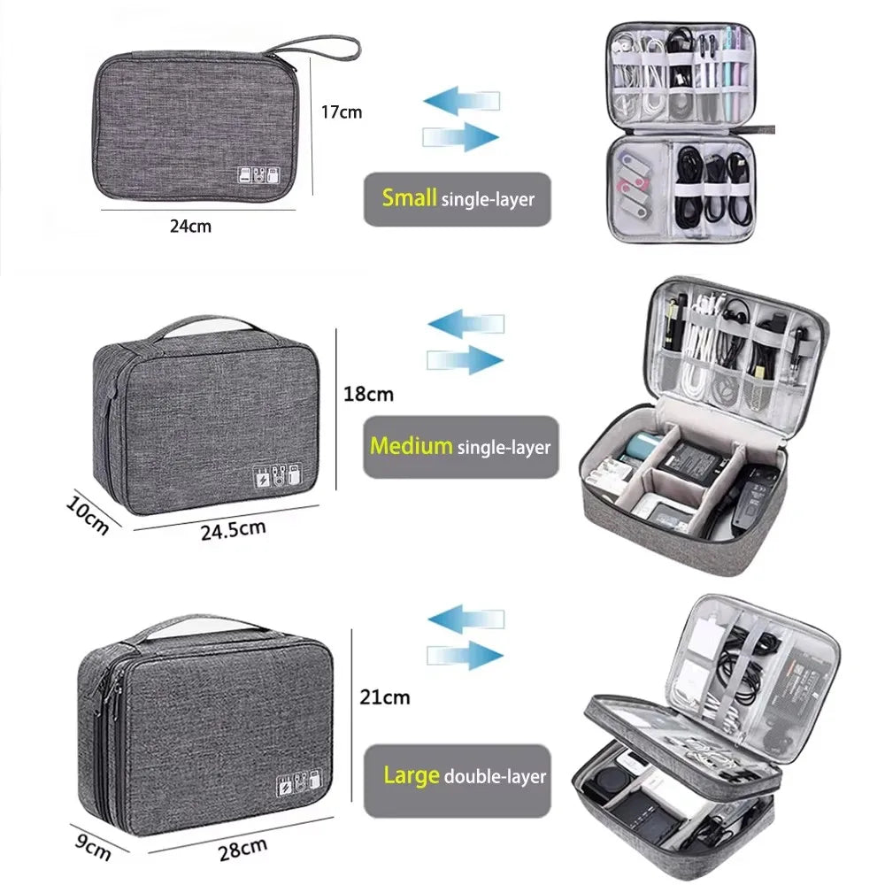 Waterproof Digital Electronic Accessories Organizer Travel  Case for cable Chargers