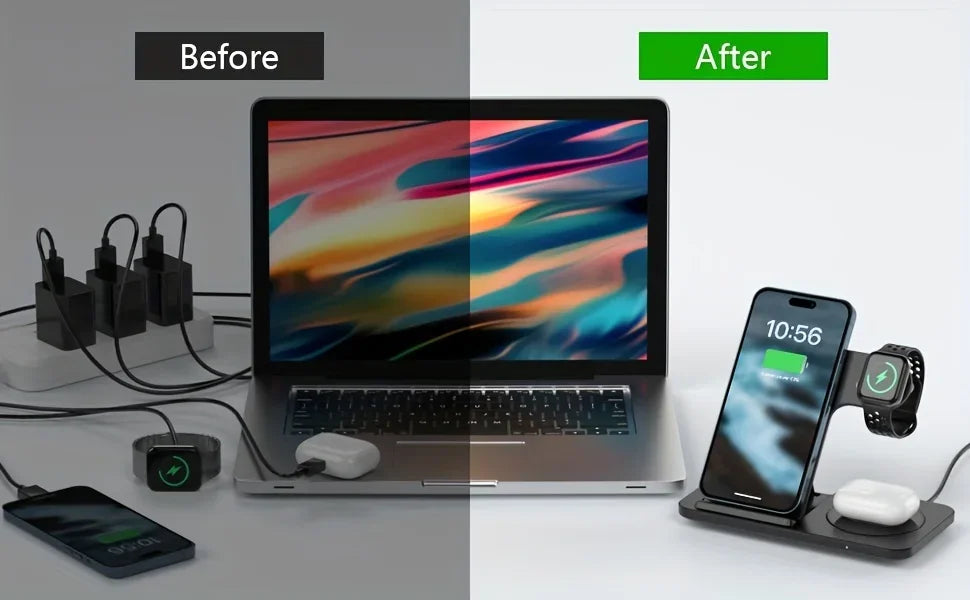Gadgit Co™ 3-in-1 Wireless Charging Station | 15W Fast Charge, Qi Certified