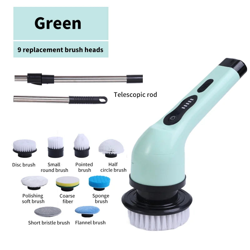 Gadgit Co™ – Electric Spin Scrubber with Extendable Handle & LED Display