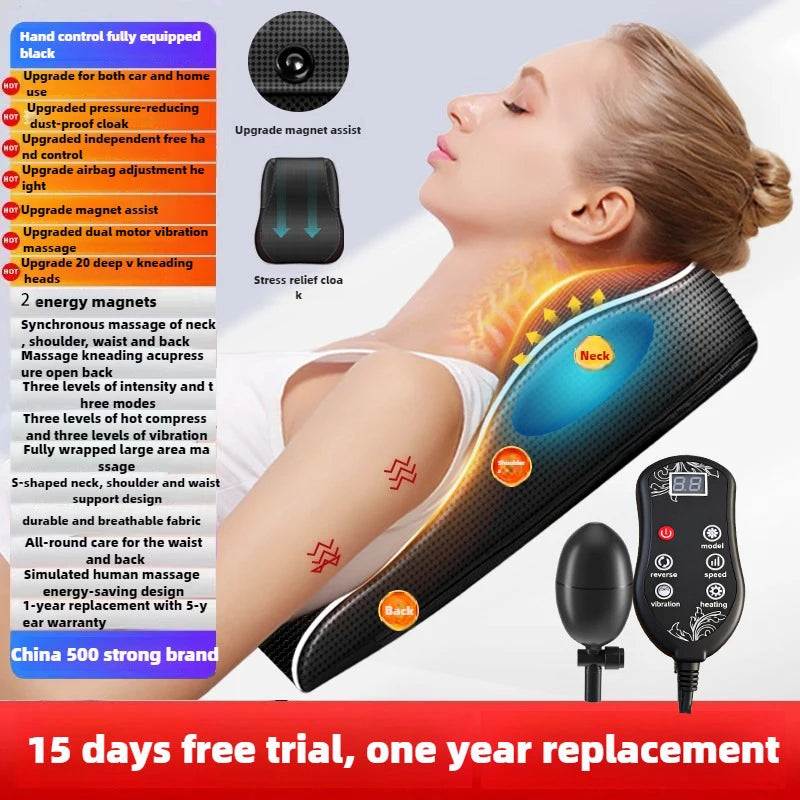 ReliefPro Elite™ – Heated Shiatsu Neck & Back Massager Pillow