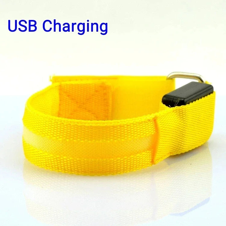 USB Rechargeable LED Night Running Armband Safety Light Belt for Outdoor Sports Cycling Bike Warning Wristband Arm Leg Light