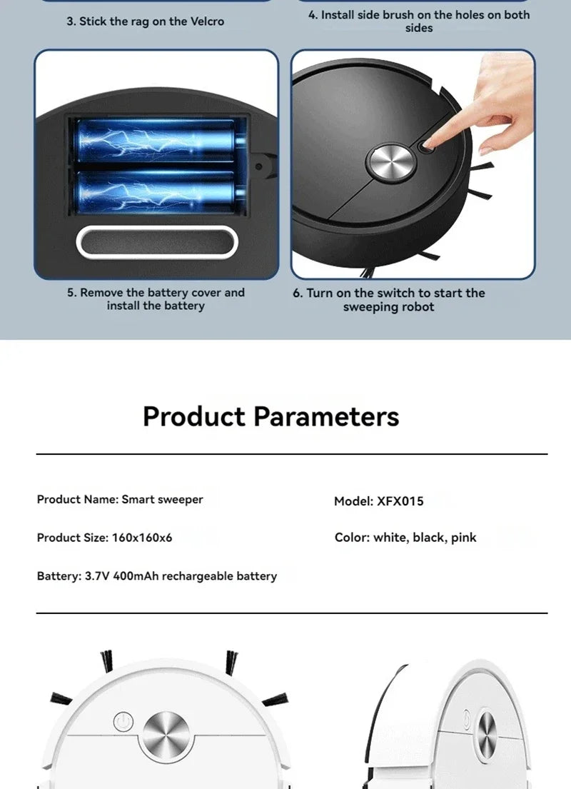 Gadgit Co SwiftBot™ 3-in-1 Robot Vacuum | Sweep, Mop & Suction, 4000Pa
