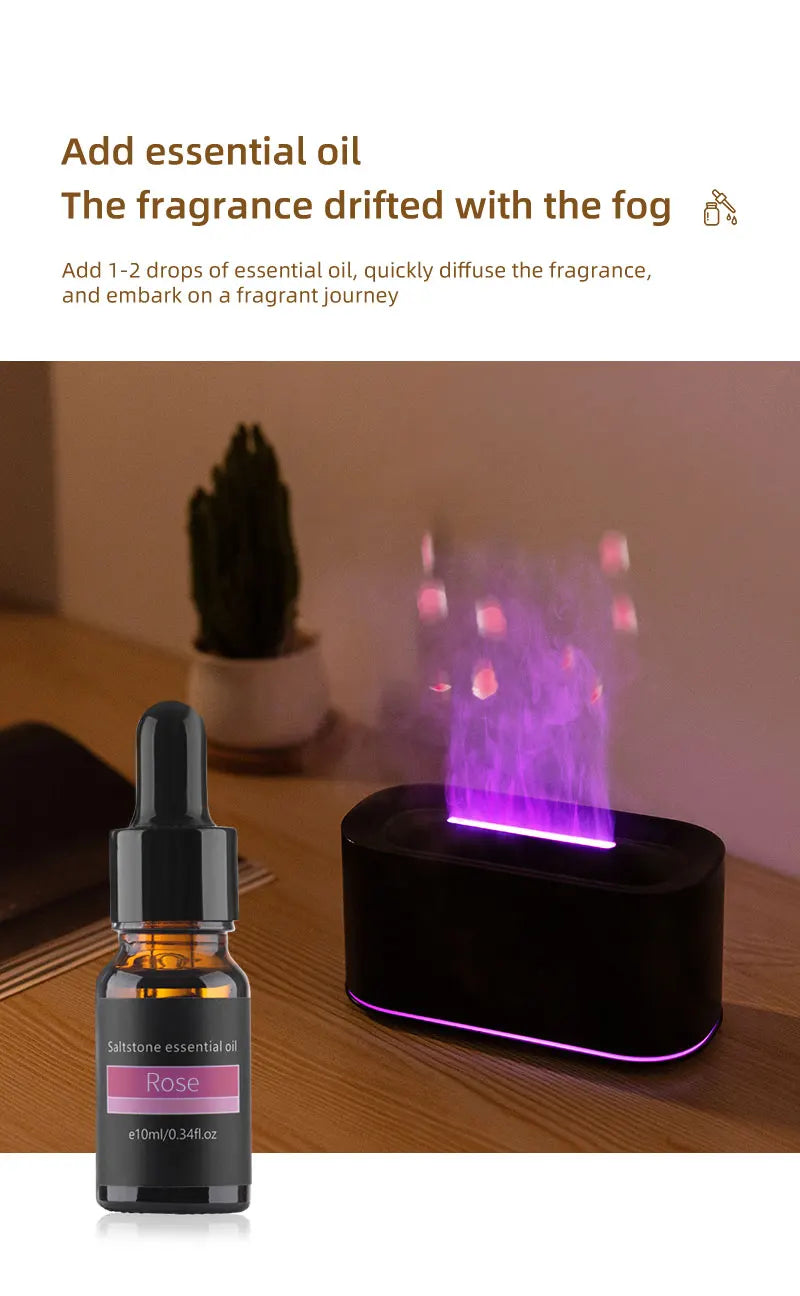 Gadgit Co Flame Effect Essential Oil Diffuser & Humidifier | 7-Colour Flame Light, Auto Off