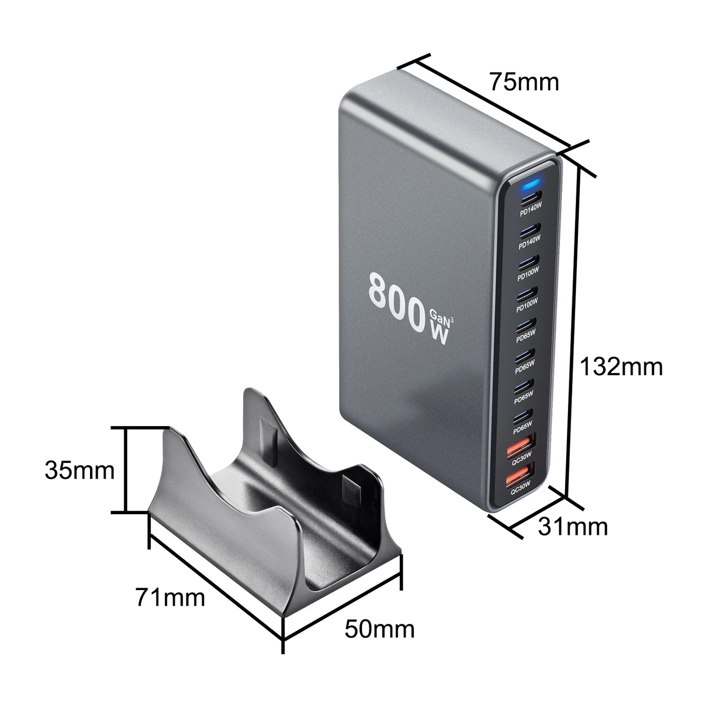 Gadgit Co PowerHub Station™ – Multi-Port GaN Desktop Charging Station | Up to 800W