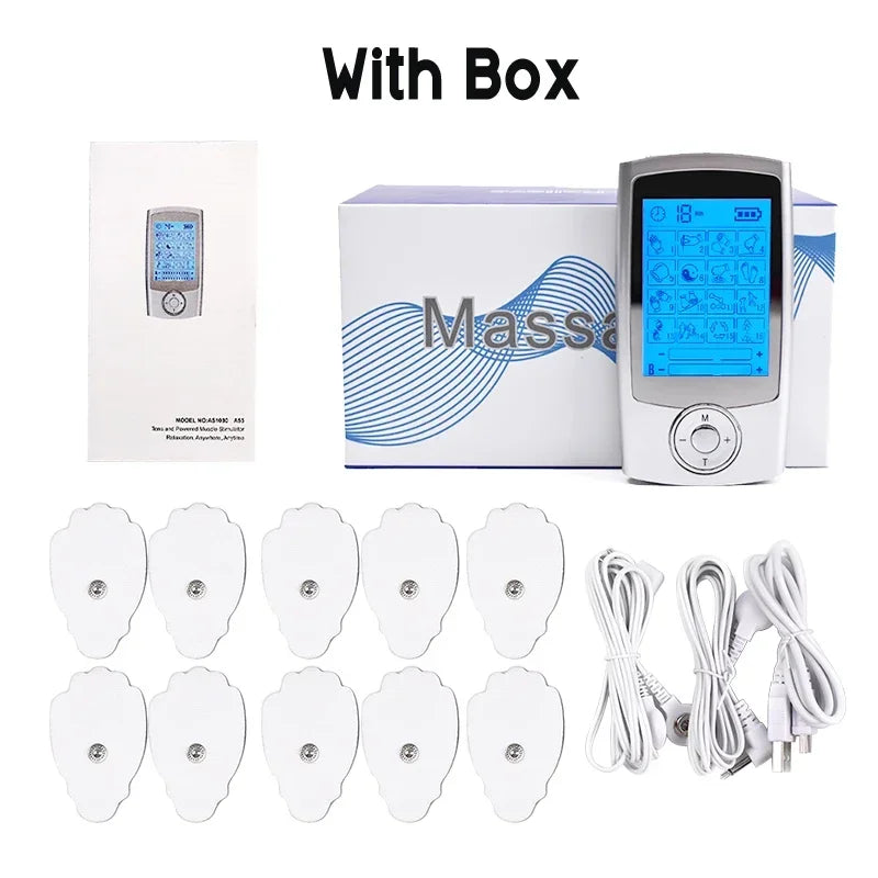 USB Charging TENS Machine EMS Muscle Stimulator Dual Channel 16 Mode Electronic Pulse Massager for Pain Relief Body Treatment