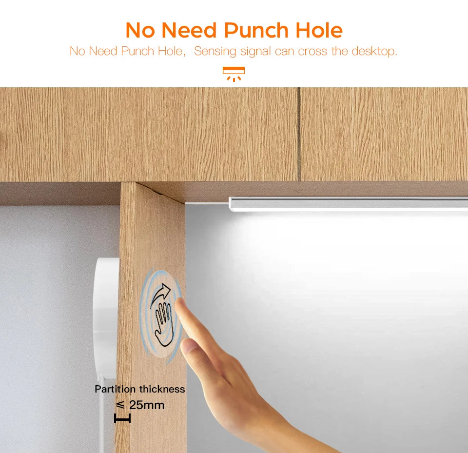 Gadgit Co Touch Sensor Dimmable LED Cabinet Bar Light | Aluminum, No-Hole, 50,000hr