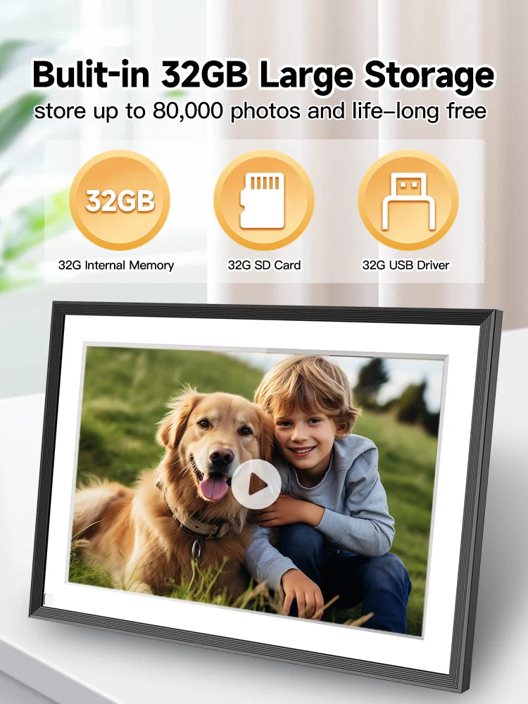 Gadgit Co™ – 10.1" WiFi Digital Photo Frame | 32GB | IPS HD Touchscreen | Frameo App