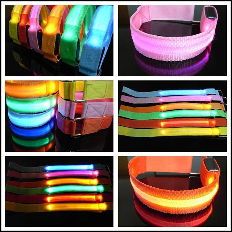 USB Rechargeable LED Night Running Armband Safety Light Belt for Outdoor Sports Cycling Bike Warning Wristband Arm Leg Light