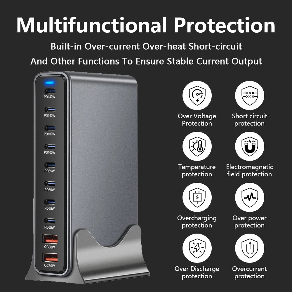 Gadgit Co PowerHub Station™ – Multi-Port GaN Desktop Charging Station | Up to 800W