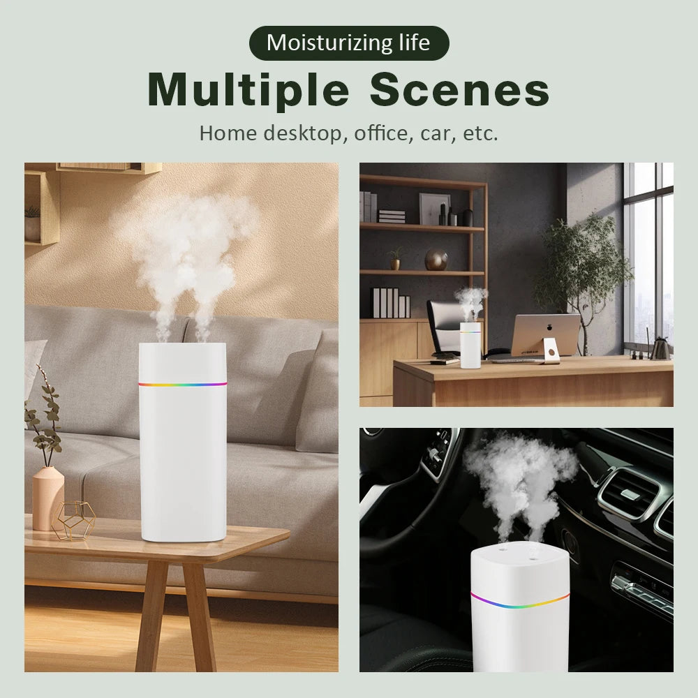 Gadgit Co 600ml Portable USB Cool Mist Humidifier & Aroma Diffuser | Dual Spray, Mood Light