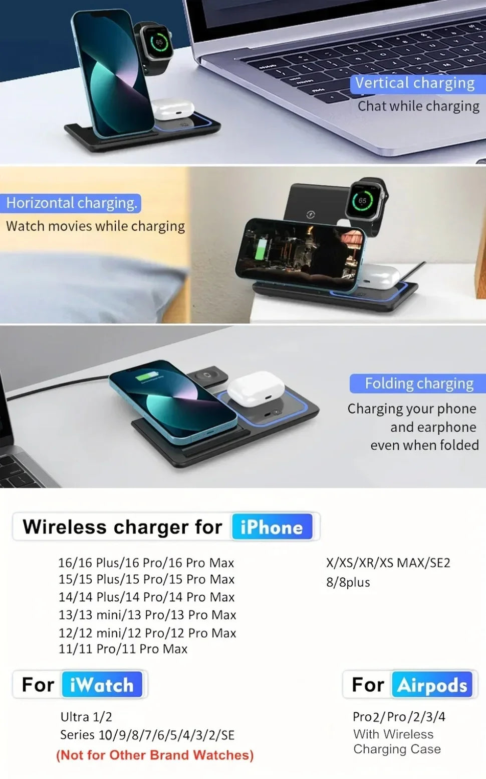 PowerDock™ 3-in-1 Fast Wireless Charging Station