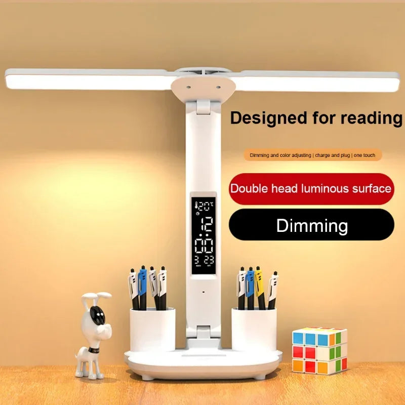 Gadgit Co™ Dual-Head Foldable LED Desk Lamp | 3 Colour Temps, Stepless Dimming