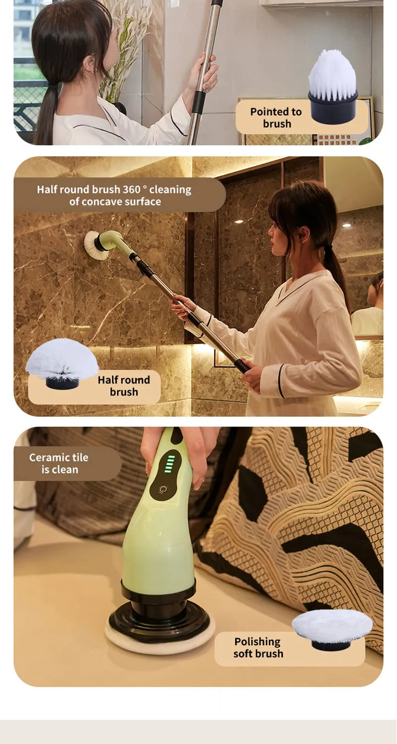 Gadgit Co™ – Electric Spin Scrubber with Extendable Handle & LED Display