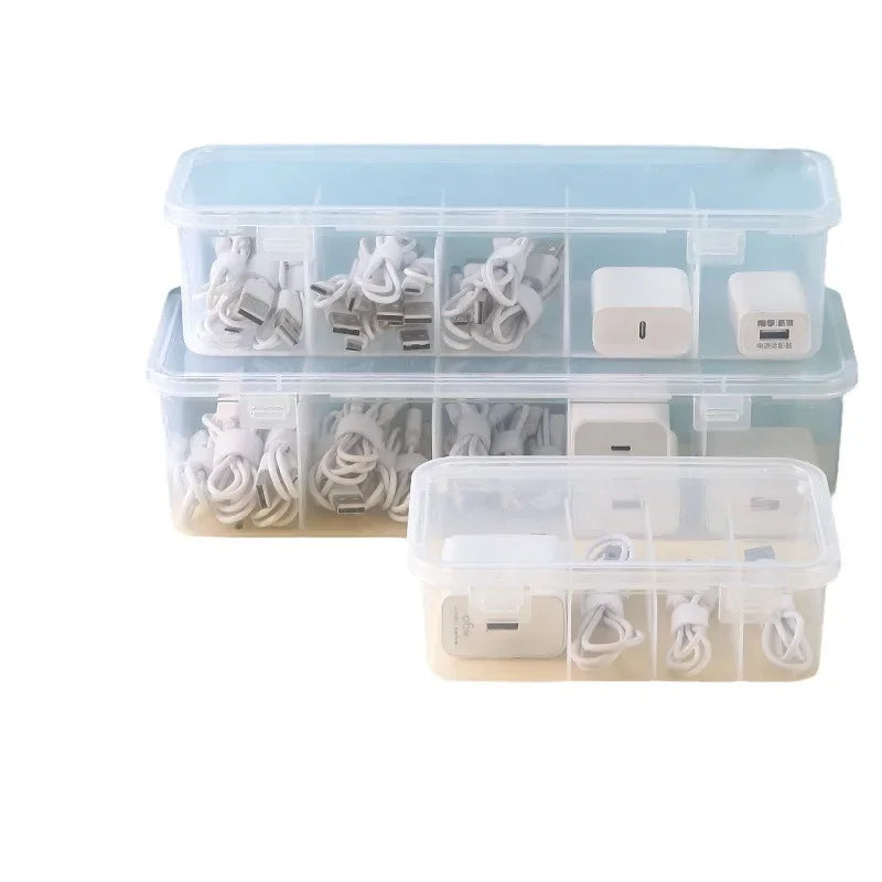 Transparent Data Cable Organizer Case for Office Home