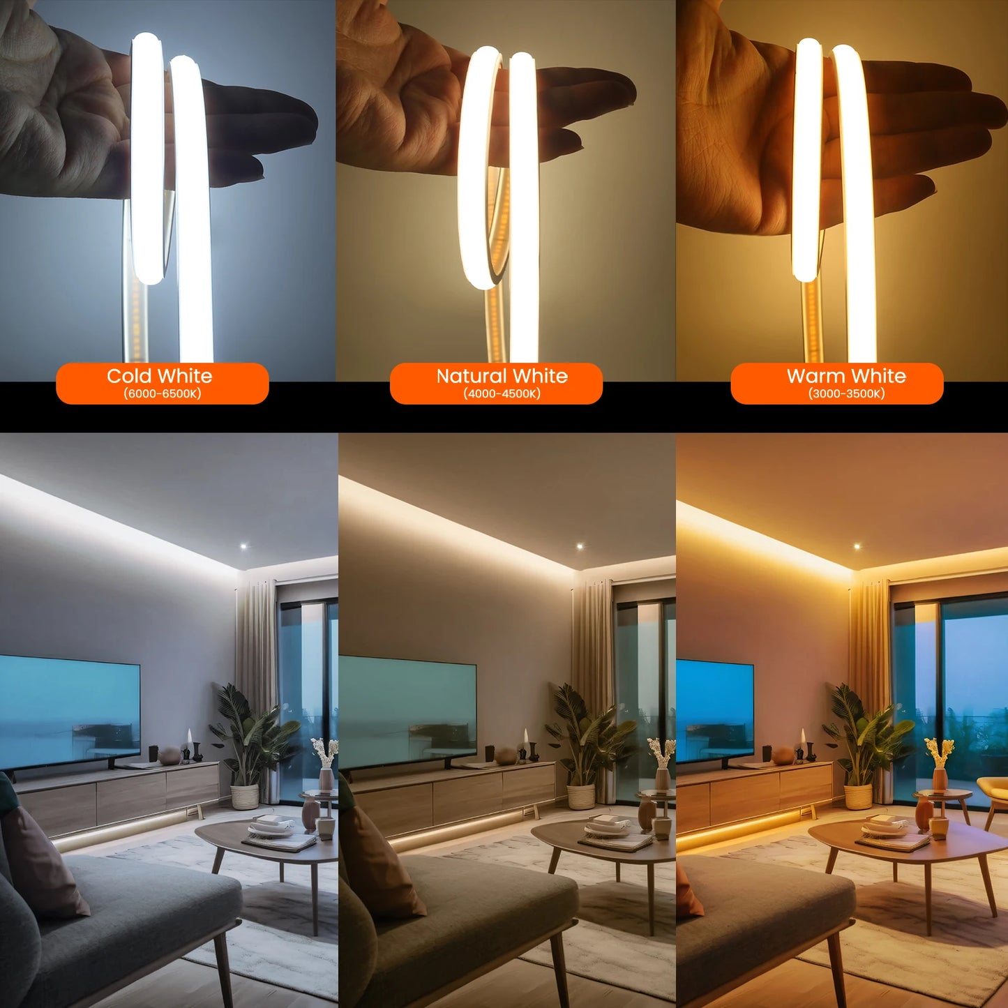 Gadgit Co AquaGlow™ Waterproof COB LED Strip Light | 12V & 24V, IP65/67, 0.5–20m