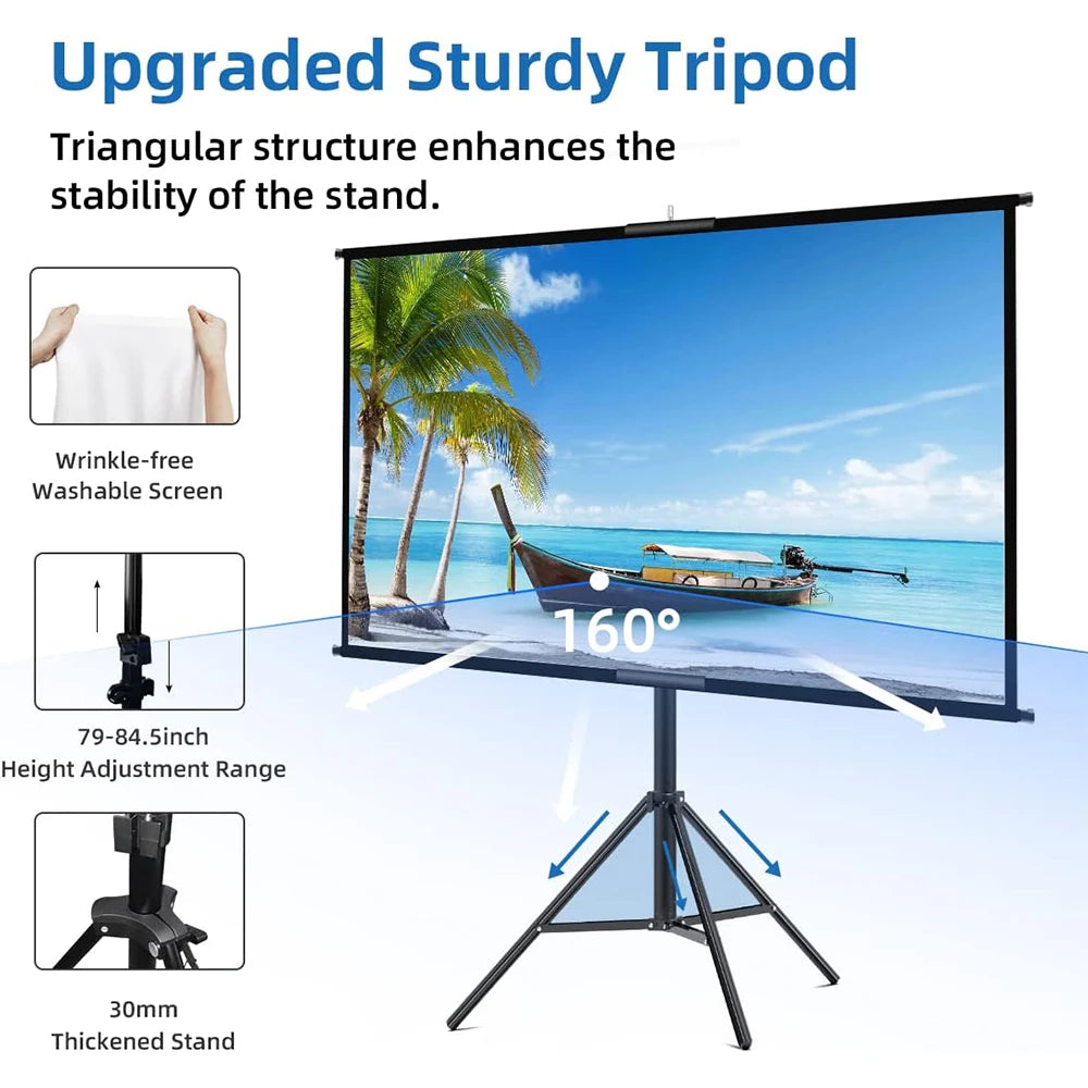Gadgit Co™ – Foldable 16:9 Projector Screen with Stand & Carry Bag