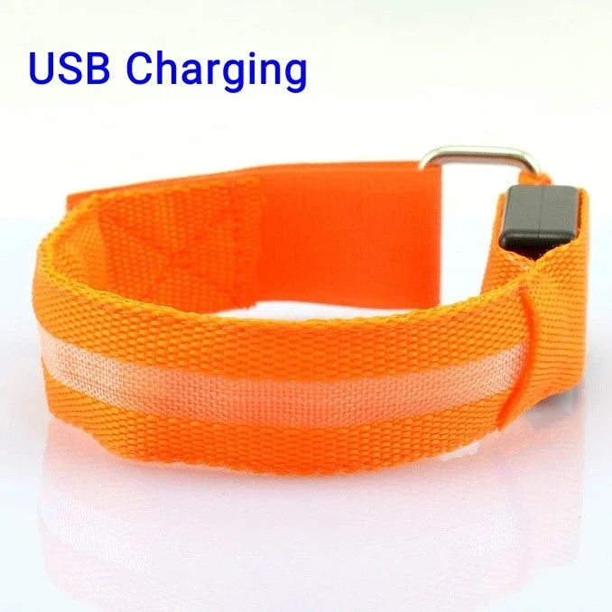 USB Rechargeable LED Night Running Armband Safety Light Belt for Outdoor Sports Cycling Bike Warning Wristband Arm Leg Light