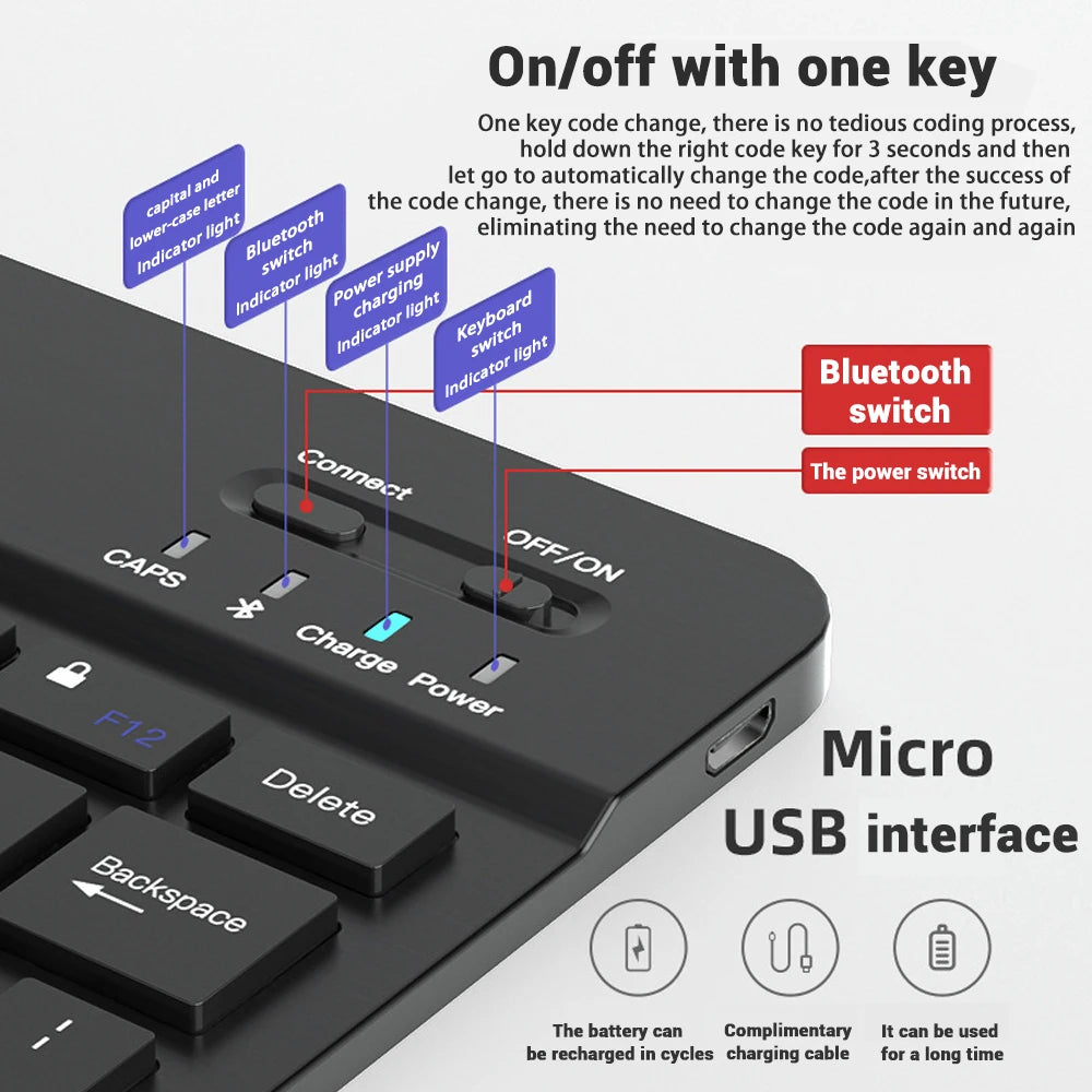 Bluetooth Wireless Keyboard Mouse For IOS Android Windows Tablet For iPad Air Mini Pro