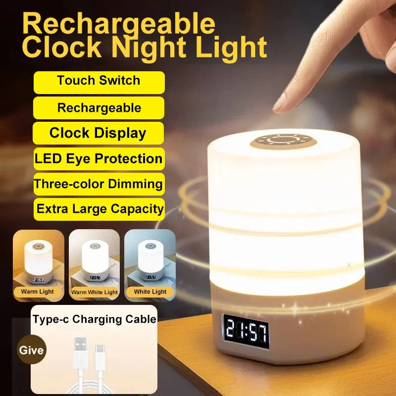 GlowDesk Elite™ – LED Touch Desk Lamp with Clock