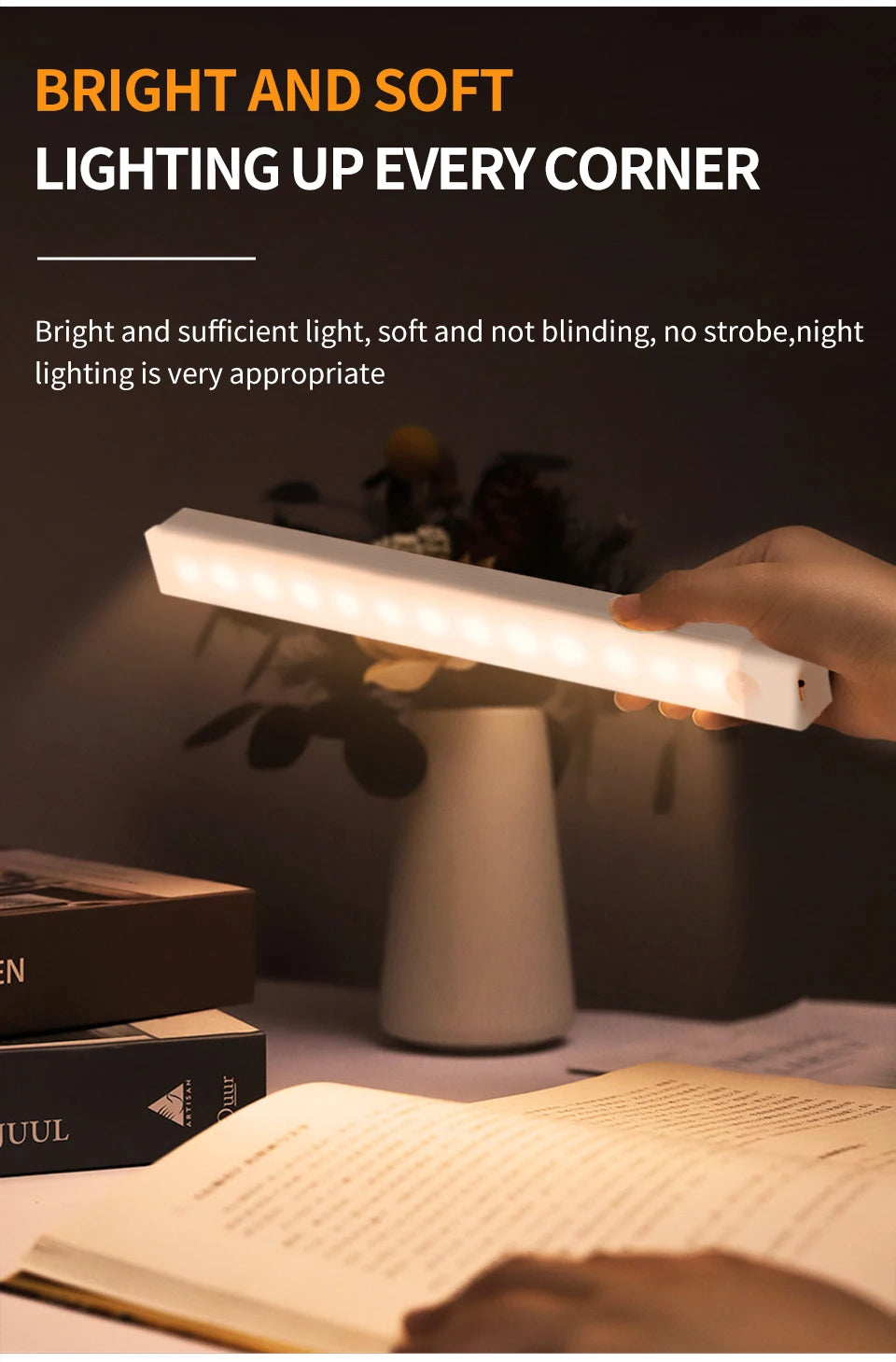 Gadgit Co PIR Motion Sensor Cabinet Light Bar | USB Rechargeable, 4 Sizes