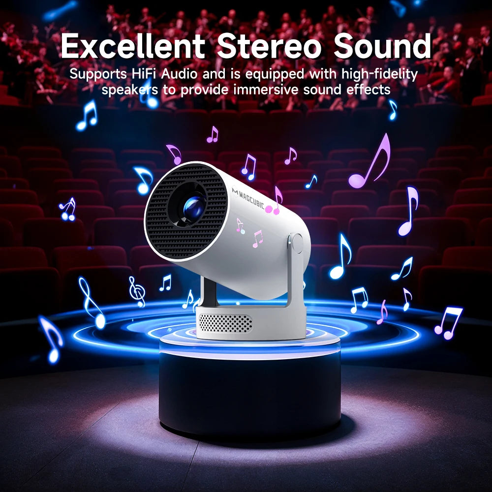 Gadgit Co™ – Smart Mini Portable Projector (Android 14 | WiFi | 180° Rotation)