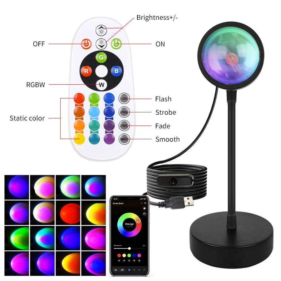Gadgit Co ™ Smart RGB Sunset Projection Lamp | App, Remote & Music Sync