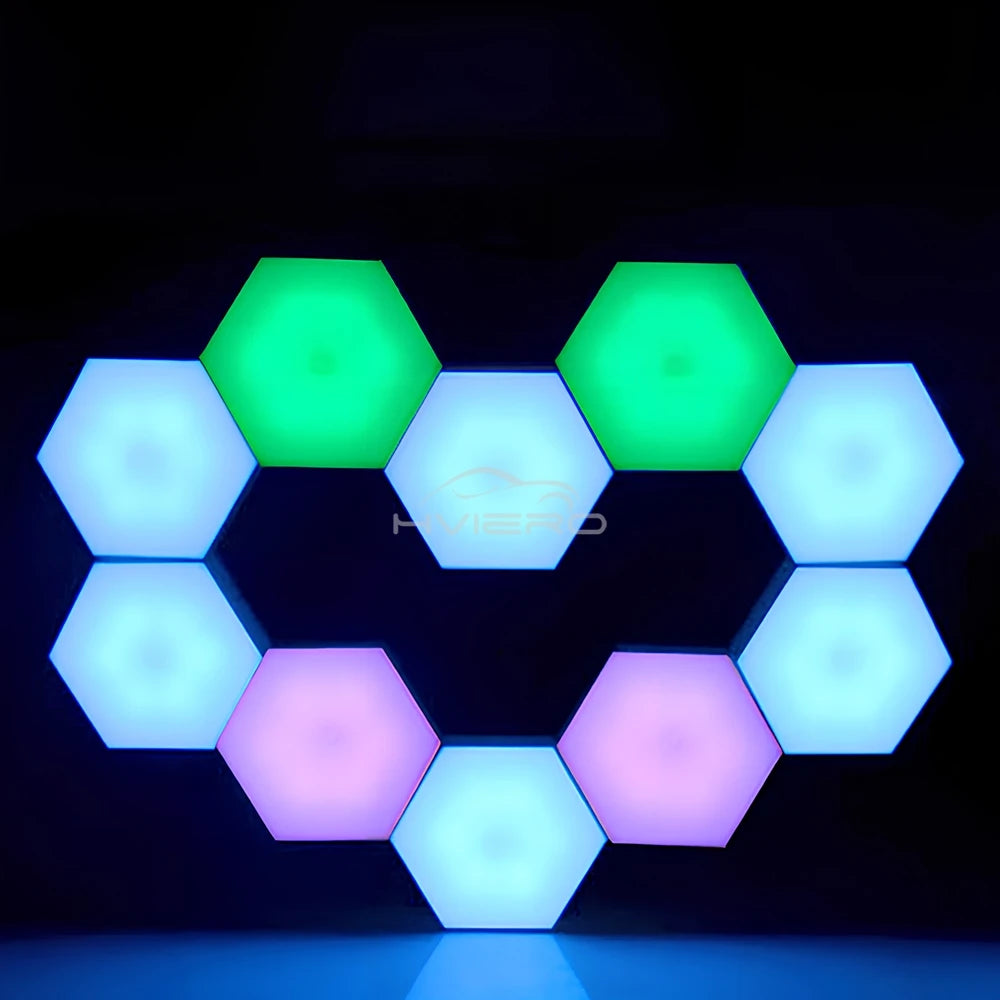 Gadgit Co RGB Hexagon Wall Lamp | Modular, Touch & Remote, No-Hole, 50,000hr