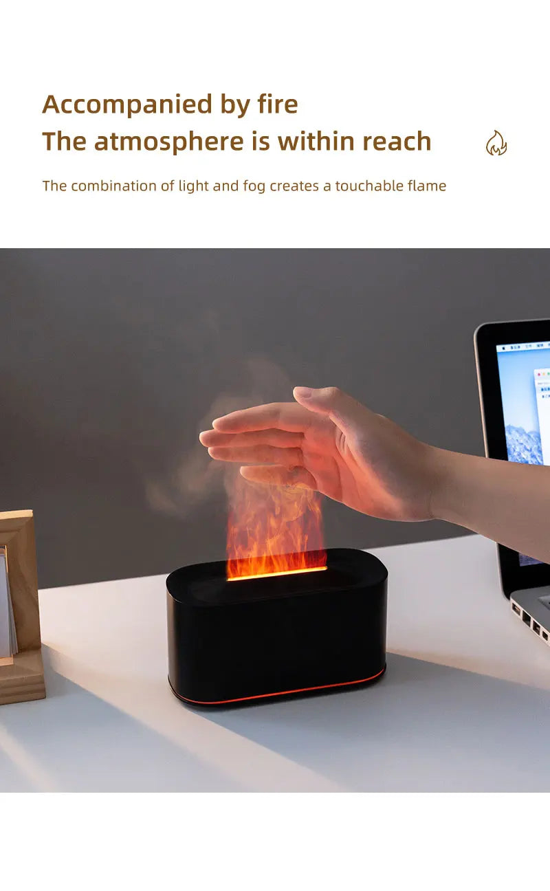 Gadgit Co Flame Effect Essential Oil Diffuser & Humidifier | 7-Colour Flame Light, Auto Off