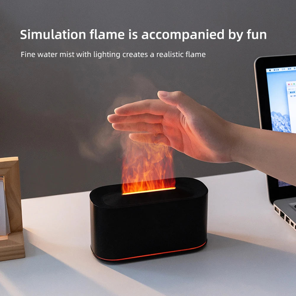 Gadgit Co Flame Effect Essential Oil Diffuser & Humidifier | 7-Colour Flame Light, Auto Off