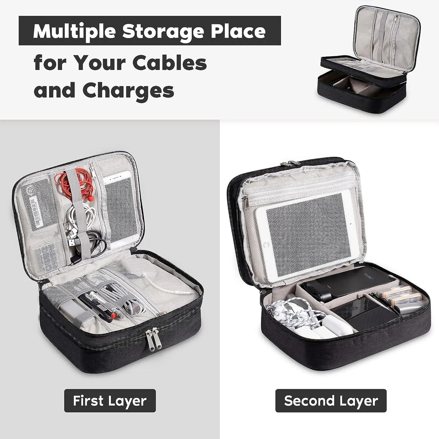 Gadgit Co™ Waterproof Electronics Organizer | 1 & 2 Layer, Adjustable Dividers