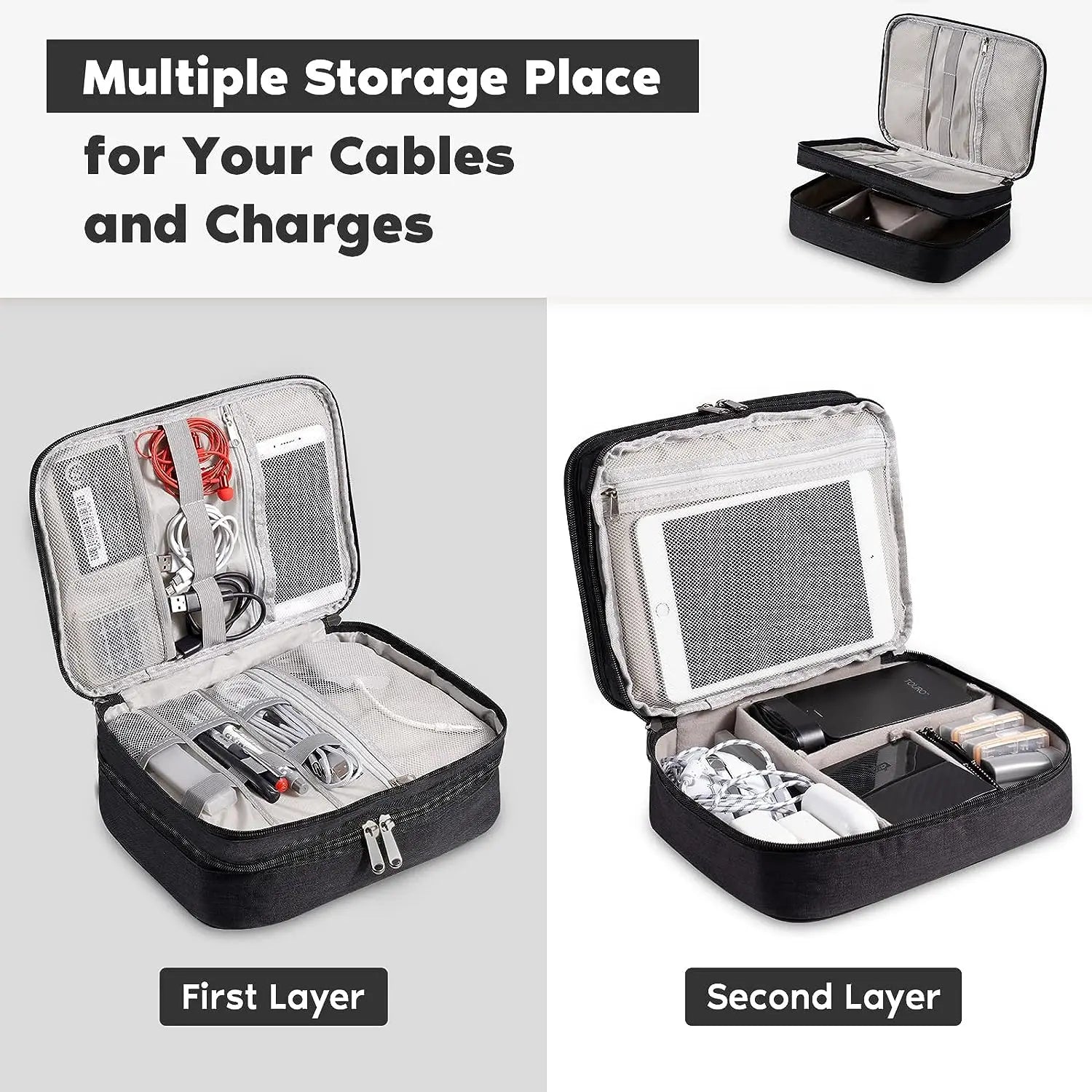 Waterproof Digital Electronic Accessories Organizer Travel  Case for cable Chargers
