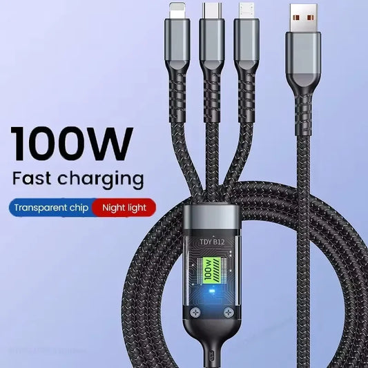 Gadgit Co™ – 3-in-1 Fast Charging Cable (Lightning + Type-C + Micro USB)