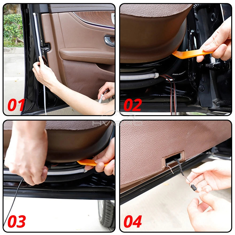 Gadgit Co Car Door LED Warning Strip | 120cm, White + Red Flash, 12V, Waterproof